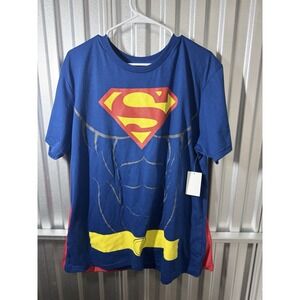 DC Comics Men's Superman Costume 2XL Logo Superman Shirt With Detachable Cape